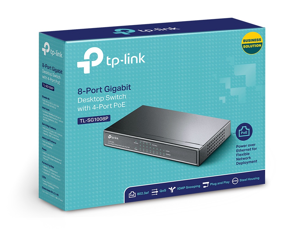 Switch TP-Link Gigabit Ethernet TL-SG1008P, 10/100/1000Mbps, 16Gbit/s, 8 Puertos, 8000 Entradas - No Administrable SKU: TL-SG1008P