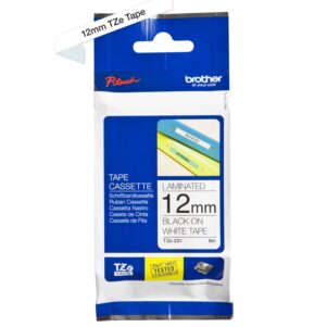 Cinta Brother TZE231 Negro en Blanco, 12mm x 8m SKU: TZE231