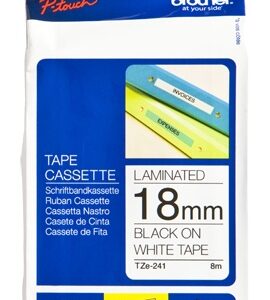 Cinta Brother TZE241 Negro sobre Blanco, 18mm x 8m SKU: TZE241