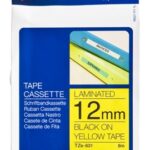 Cinta Brother TZE631 Negro en Amarillo, 12mm x 8m SKU: TZE631
