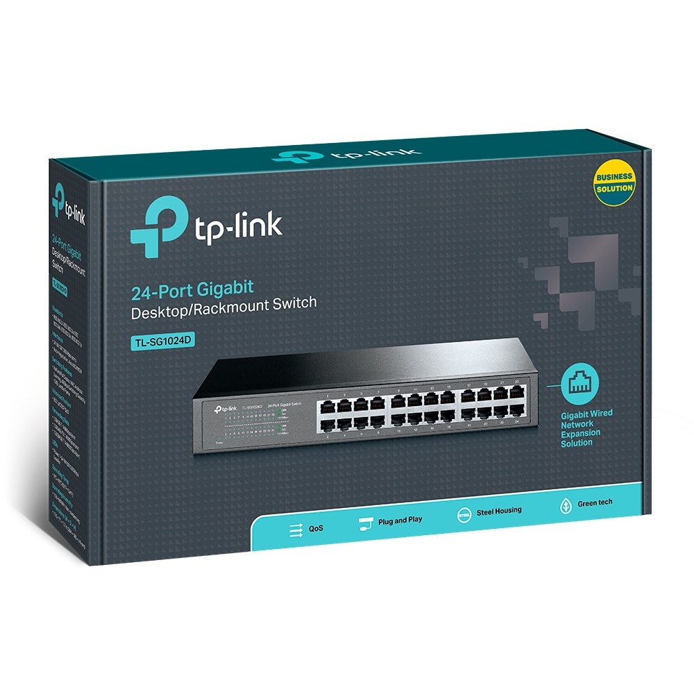 Switch TP-Link Gigabit Ethernet TL-SG1024D, 24 Puertos 10/100/1000Mbps, 48 Gbit/s, 8000 Entradas – No Administrable SKU: TL-SG1024D