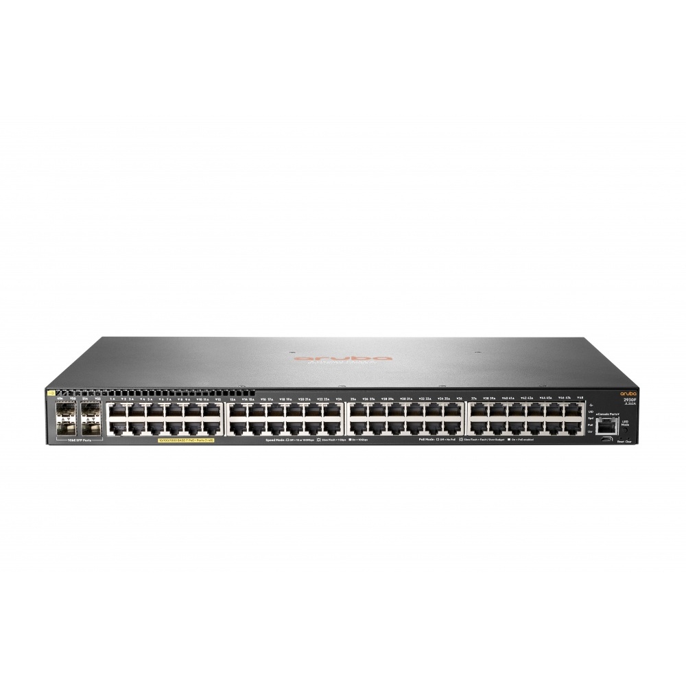 Switch HPE Gigabit Ethernet Aruba 2930F 48G PoE+ 4SFP, 48 Puertos 10/100/1000Mbps + 4 Puertos SFP, 104 Gbit/s, 32.768 Entradas - Gestionado JL262A