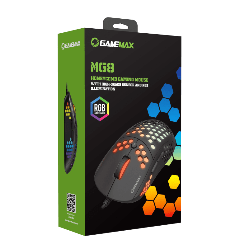 MOUSE GAMEMAX MG8 RGB HONEYCOMB 6400 6 - MOUSE GAMEMAX MG8 RGB HONEYCOMB 6400