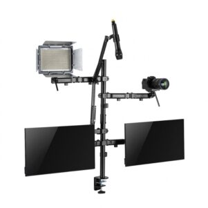 nb soporte intelaid de escritorio setup 2 moni camara cam mic luz itsdm ver  301x301 - SOPORTE TV/MON ESCRITORIO INTELAID 13`-32`