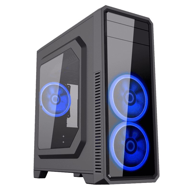 GAMEMAX G561 VENTILADOR NEGRO AZUL X3 - GABINETE GAMEMAX G561 BLACK ATX FAN AZUL X3