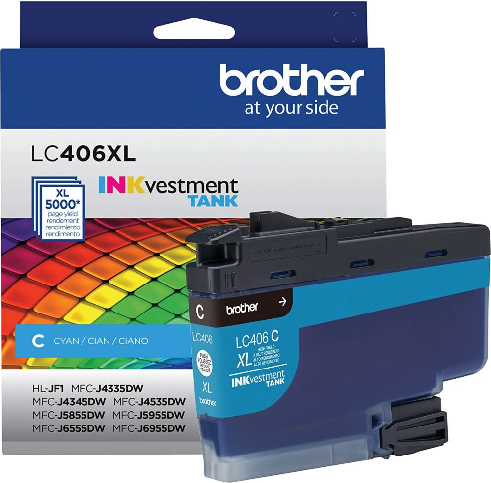 Brother LC406XLC Cartucho de tinta cian de alto rendimiento 1000x983 - CARTUCHO BROTHER LC-406XL 5000 PAG (CYAN)