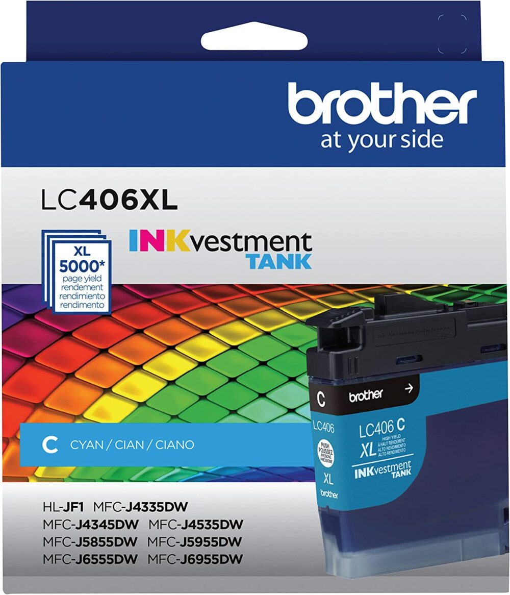 Brother LC406XLC Cartucho de tinta cian de alto rendimiento  1000x1166 - CARTUCHO BROTHER LC-406XL 5000 PAG (CYAN)