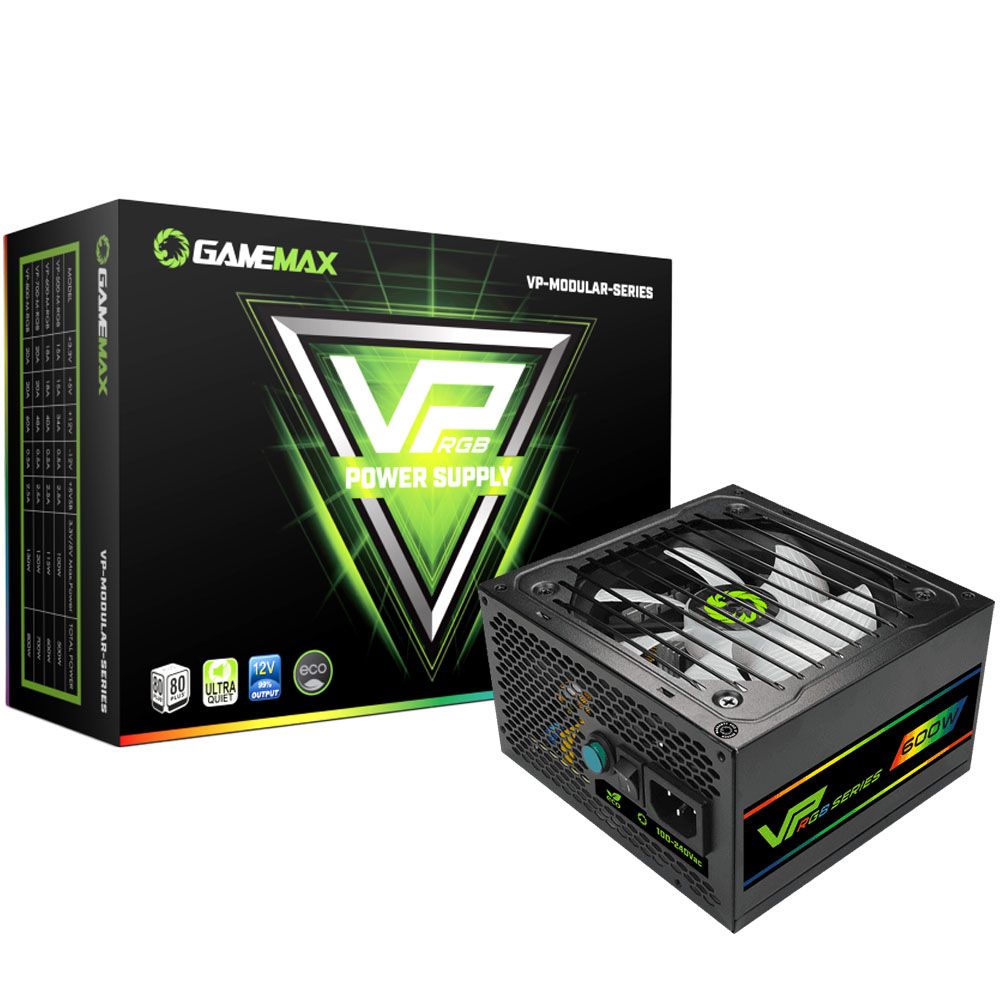 FUENTE 600W GAMEMAX VP-600-RGB 80 PLUS BRONZE