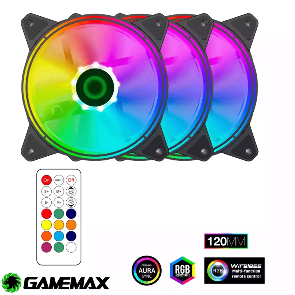 GAMEMAX RQ300 3 1000x1000 - KIT FAN COOLERS GAMEMAX RQ300 3 X FANS ARGB 12CM