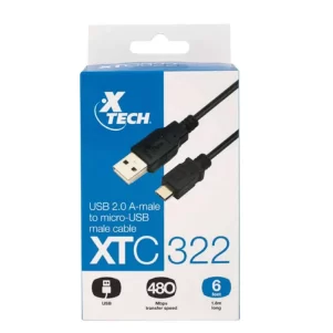 XTC 322 XTECH USB CABLE.02 301x301 - CABLE USB 2.0 X-TECH MACHO A / A MICRO USB MACHO