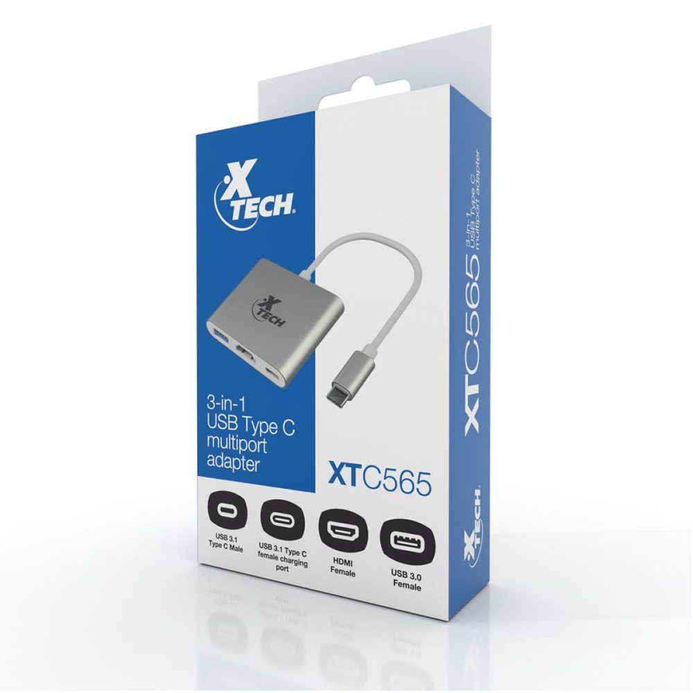 Xtech Adapt tipo C a USB HDMI USB C XTC565 3 1000x1000 - ADAPTADOR X-TECH MULTIPUERTO TIPO-C 3 EN 1