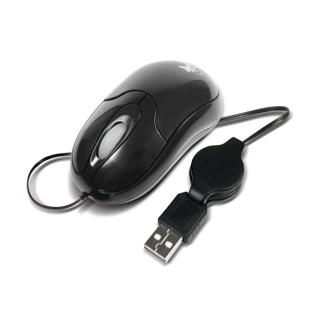 Xtech mouse retractil USB Negro XTM 150 1000x1000 - MOUSE X-TECH ÓPTICO CON CABLE RETRACTIL