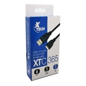 cable usb 30 para disco duro externo xtech xtc 365 - CABLE USB 3.0 X-TECH MACHO A MICRO-USB MACHO B 90C