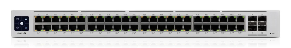 USW PRO 48 POE E image1 1000x167 - Switch Ubiquiti Networks Gigabit Ethernet UniFi Pro, 40 Puertos PoE+ 10/100/1000Mbps (8x PoE++), 4 Puertos SFP+, 176Gbit/s – Administrable SKU: USW-PRO-48-POE