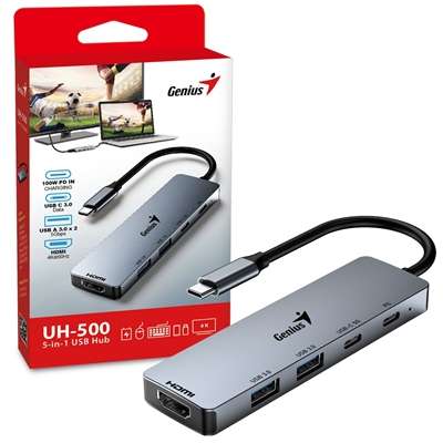 crgen uh 500 lg - HUB GENIUS UH-500 USB-C A USBX2/ 1XHDMI/ 1XUSBC