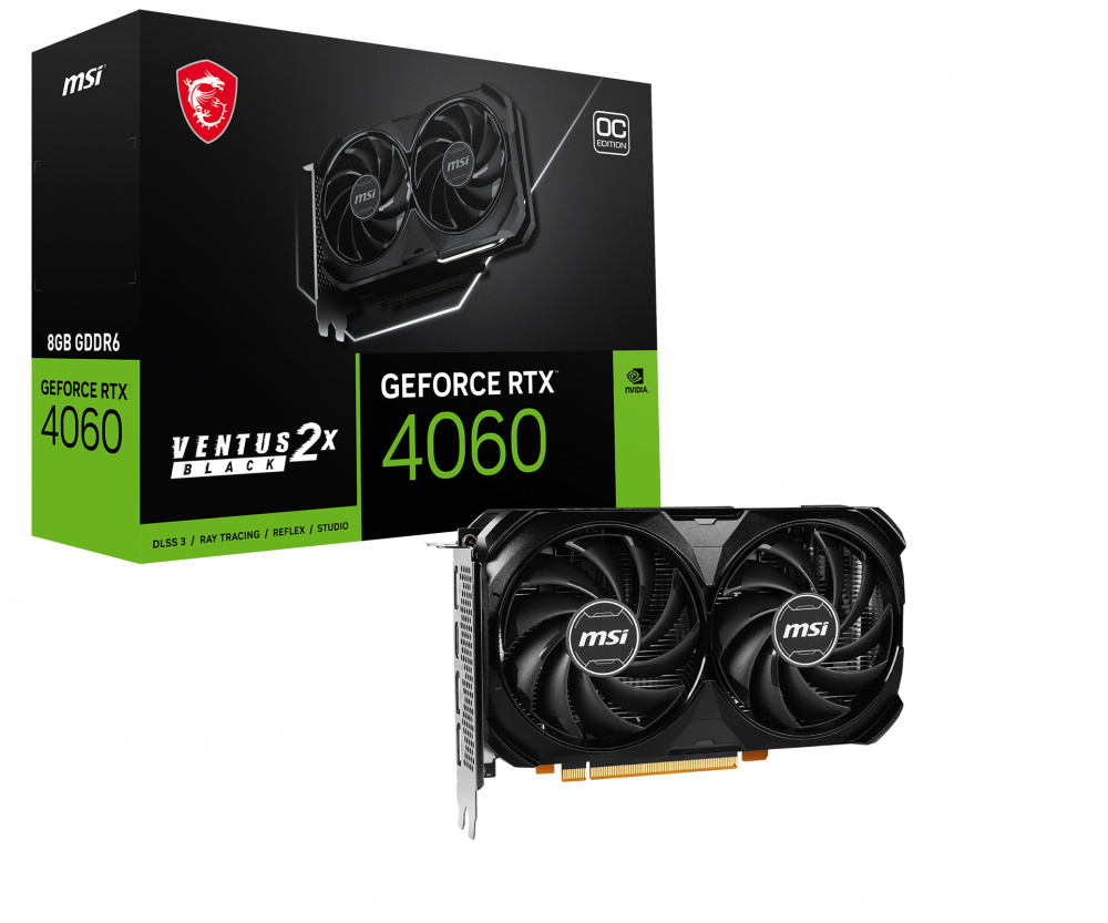 C MSI RTX4060VENTUS2XBLACK8GOC 04c9ba - PLACA DE VIDEO 8GB RTX 4060 MSI VENTUS 2X BLACK OC