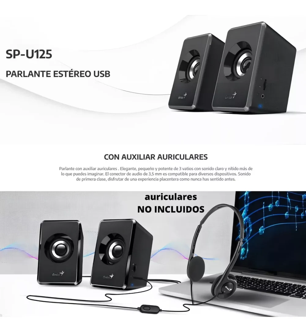 PARLANTES GENIUS SP-U125 USB POWER BLUE - Imagen 4