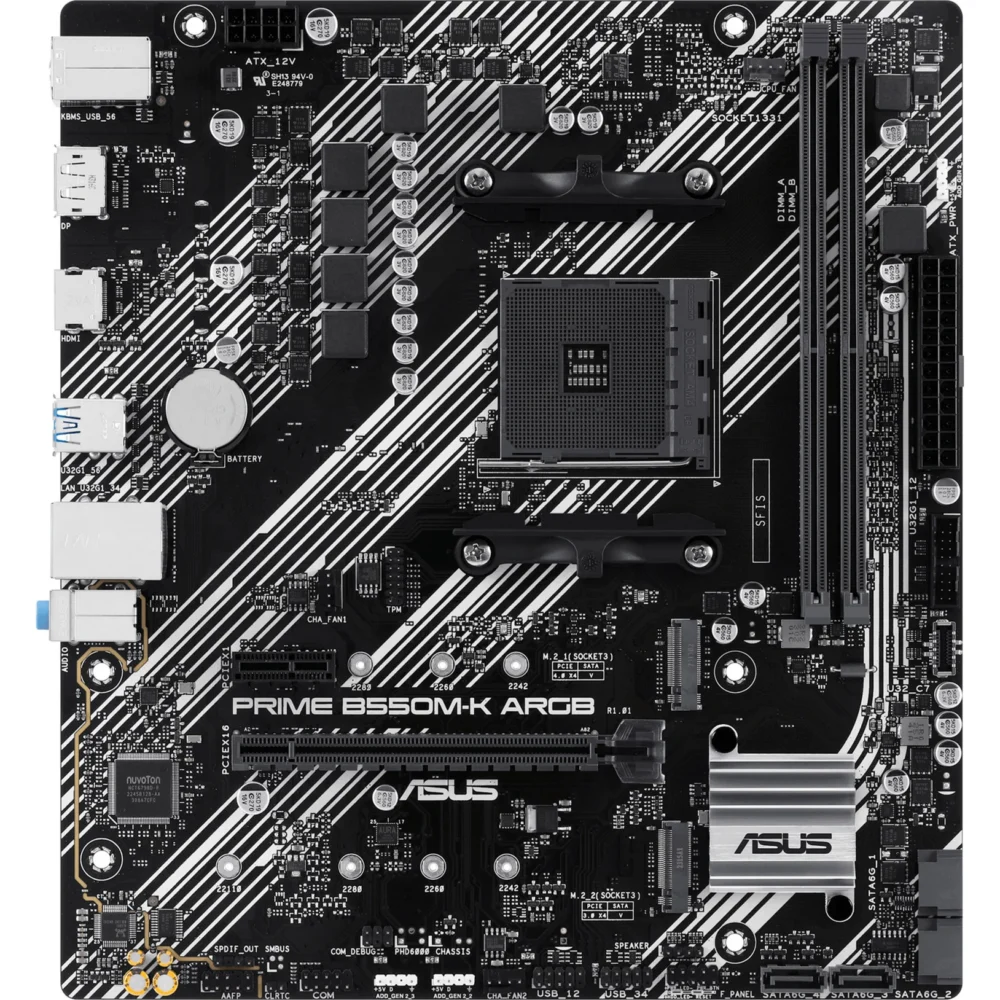 MOTHERBD ASUS AM4 PRIME B550M-K ARGB DDR4 BOX M-ATX - Imagen 2