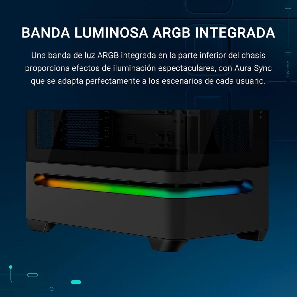 GABINETE ASUS PRIME AP202 TG ARGB BLACK V TEMPLADO - Imagen 14