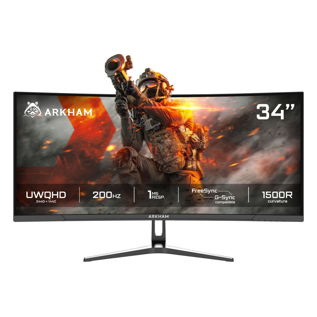 216972 Monitor Arkham 34 curvo 200Hz gaming UWQHD R1500 - Imagen 1